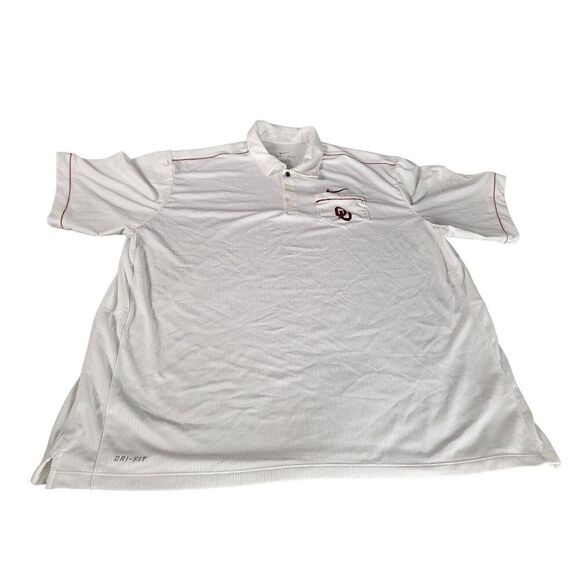 Oklahoma Sooners Nike Polo Men‎ Sz XXL Dri Fit White Maroon Casual Sportswear - Picture 1 of 11
